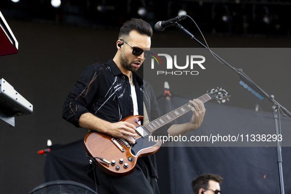 Dominic Craik of Nothing But Thieves is performing live in concert during the I-Days Festival 2024 in Milano, Italy, on June 16, 2024 