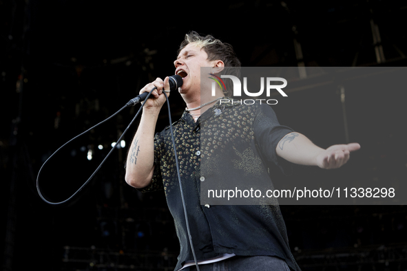 Conor Mason of Nothing But Thieves is performing live in concert during the I-Days Festival 2024 in Milano, Italy, on June 16, 2024 