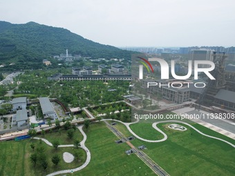 The Grand Canal Hanggang Park is being seen from the air in Hangzhou, China, on June 17, 2024. Recently, the list of the 2024 World Landscap...