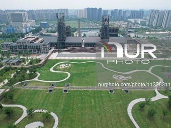 The Grand Canal Hanggang Park is being seen from the air in Hangzhou, China, on June 17, 2024. Recently, the list of the 2024 World Landscap...