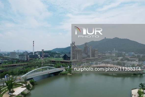 The Grand Canal Hanggang Park is being seen from the air in Hangzhou, China, on June 17, 2024. Recently, the list of the 2024 World Landscap...