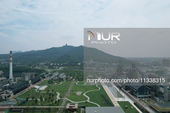 The Grand Canal Hanggang Park is being seen from the air in Hangzhou, China, on June 17, 2024. Recently, the list of the 2024 World Landscap...