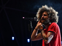 Gio Evan is performing during the Moksa Bar Il Primo Lido Itinerante Tour 2024 at Villa Ada Festival, in Rome, Italy, on June 16, 2024. (