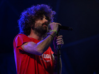 Gio Evan is performing during the Moksa Bar Il Primo Lido Itinerante Tour 2024 at Villa Ada Festival, in Rome, Italy, on June 16, 2024. (