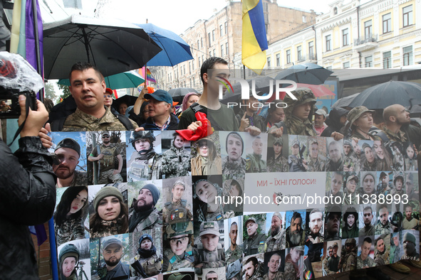 Activists in military uniforms are partaking in the Equality March organized by KyivPride NGO for the first time since the 2022 Russian inva...