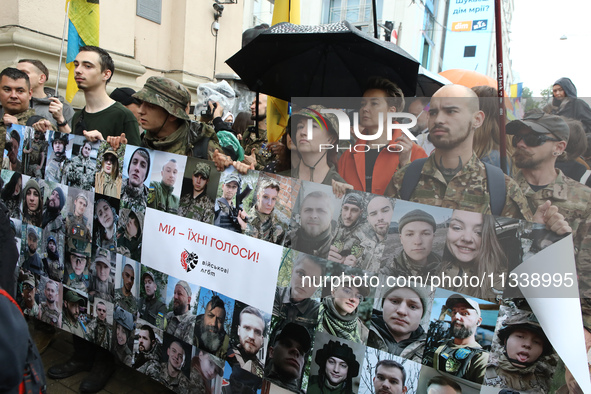 Activists in military uniforms are partaking in the Equality March organized by KyivPride NGO for the first time since the 2022 Russian inva...