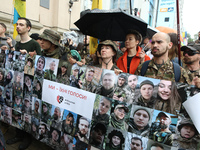 Activists in military uniforms are partaking in the Equality March organized by KyivPride NGO for the first time since the 2022 Russian inva...