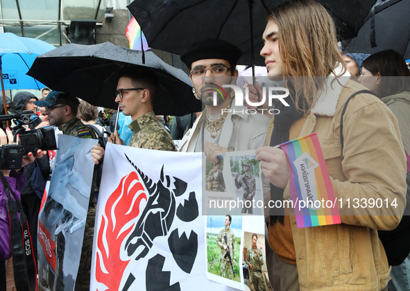 Demonstrators are partaking in the Equality March organized by KyivPride NGO for the first time since the 2022 Russian invasion of Ukraine i...