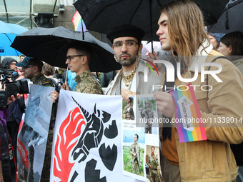 Demonstrators are partaking in the Equality March organized by KyivPride NGO for the first time since the 2022 Russian invasion of Ukraine i...