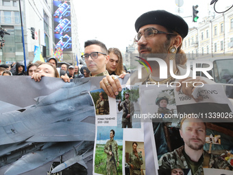 Demonstrators are partaking in the Equality March organized by KyivPride NGO for the first time since the 2022 Russian invasion of Ukraine i...