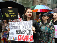 Demonstrators are partaking in the Equality March organized by KyivPride NGO for the first time since the 2022 Russian invasion of Ukraine i...