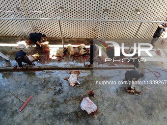 (EDITOR'S NOTE: Graphic content) Muslims sacrifice animals on the second day of Eid al-Adha, while northwestern Syria witnessed a noticeable...