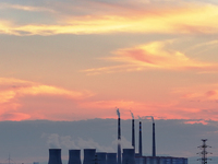 The Datang Electric Power Zhangjiakou Power Plant is being seen at sunset in Zhangjiakou, China, on June 17, 2024. (