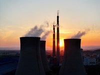 The Datang Electric Power Zhangjiakou Power Plant is being seen at sunset in Zhangjiakou, China, on June 17, 2024. (