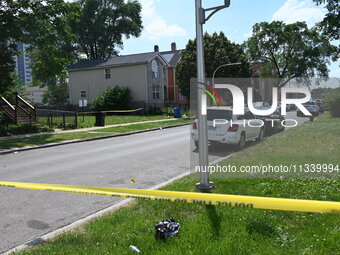 Crime scene tape is blocking the scene. Two people are being shot on W. Maple Street in Chicago, Illinois, United States, on June 17, 2024....