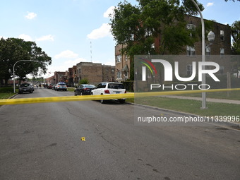 Crime scene tape is blocking the scene. Two people are being shot on W. Maple Street in Chicago, Illinois, United States, on June 17, 2024....