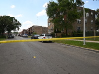 Crime scene tape is blocking the scene. Two people are being shot on W. Maple Street in Chicago, Illinois, United States, on June 17, 2024....