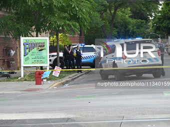 Chicago police are at the crime scene where two people are being shot, with one of the people shot being pronounced dead. One person is bein...