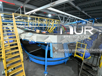 An automated sorting line is delivering express goods at an express logistics company in Taicang, China, on June 18, 2024. (