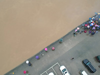 Floodwaters are passing through the Rongan county section of the Rongjiang River in the upper reaches of the Pearl River in Liuzhou, Guangxi...