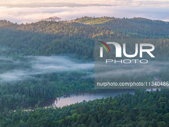 An aerial photo is showing the scenery of Wuying National Forest Park in Yichun, China, on June 18, 2024. (