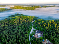 An aerial photo is showing the scenery of Wuying National Forest Park in Yichun, China, on June 18, 2024. (