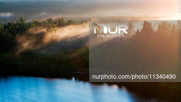 An aerial photo is showing the scenery of Wuying National Forest Park in Yichun, China, on June 18, 2024. 