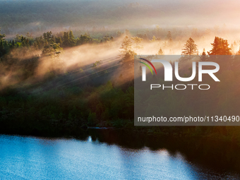 An aerial photo is showing the scenery of Wuying National Forest Park in Yichun, China, on June 18, 2024. (