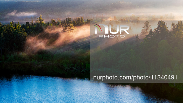 An aerial photo is showing the scenery of Wuying National Forest Park in Yichun, China, on June 18, 2024. 