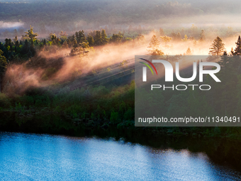 An aerial photo is showing the scenery of Wuying National Forest Park in Yichun, China, on June 18, 2024. (