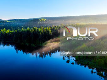 An aerial photo is showing the scenery of Wuying National Forest Park in Yichun, China, on June 18, 2024. (