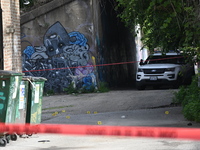 Shell casings are lying in an alley where the victim is being shot. A 48-year-old male is in critical condition after being shot in an alley...