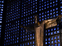 A statue of Jesus Christ is standing inside the Kaiser Wilhelm Memorial Church in Berlin, Germany, on June 18, 2024. (