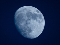 The Waxing Gibbous Moon (Illumination: 87%) is seen in Lecce, Italy, on June 17, 2024. (