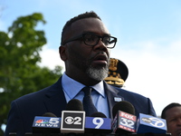 Mayor of Chicago Brandon Johnson is attending a press conference at Stroger Hospital on the shooting death of a 7-year-old boy. A 7-year-old...