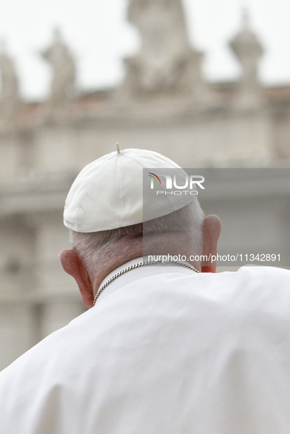 Pope Francis is arriving to lead the weekly general audience in The Vatican, on June 19, 2024, at St Peter's Square. 