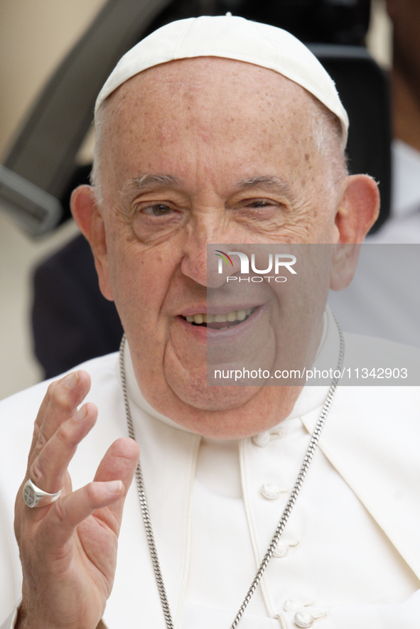 Pope Francis is leading the Wednesday general audience in Vatican City, on June 9, 2024 