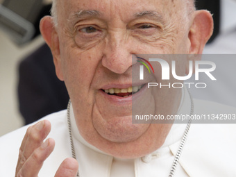 Pope Francis is leading the Wednesday general audience in Vatican City, on June 9, 2024 (