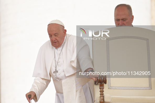 Pope Francis is leading the Wednesday general audience in Vatican City, on June 9, 2024 