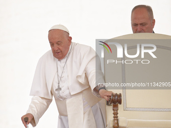 Pope Francis is leading the Wednesday general audience in Vatican City, on June 9, 2024 (