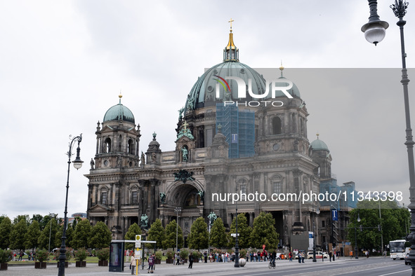 Tourists are visiting Berlin Cathedral in Berlin, Germany, on June 19, 2024. 