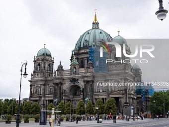 Tourists are visiting Berlin Cathedral in Berlin, Germany, on June 19, 2024. (