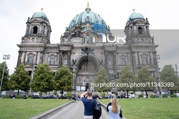 Tourists are visiting Berlin Cathedral in Berlin, Germany, on June 19, 2024. 