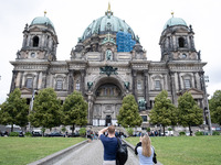 Tourists are visiting Berlin Cathedral in Berlin, Germany, on June 19, 2024. (