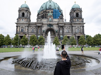 Tourists are visiting Berlin Cathedral in Berlin, Germany, on June 19, 2024. (