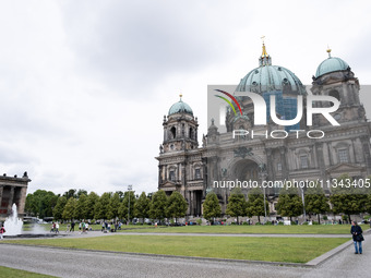 Tourists are visiting Berlin Cathedral in Berlin, Germany, on June 19, 2024. (