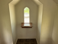 The interior of the Living Water Wayside Chapel in Niagara-on-the-Lake, Ontario, Canada, is being shown. The chapel is being built in 1964 b...