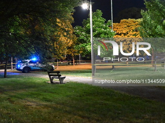 An 18-year-old male victim is being shot in Chicago, Illinois, United States, on June 19, 2024. Shell casings are being located inside of Ch...