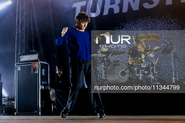 Brendan Yates of Turnstile is performing live in concert at Circolo Magnolia in Milano, Italy, on June 19, 2024 