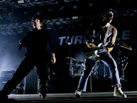 Brendan Yates (L) and Pat McCrory (R) of Turnstile are performing live in concert at Circolo Magnolia in Milano, Italy, on June 19, 2024 (